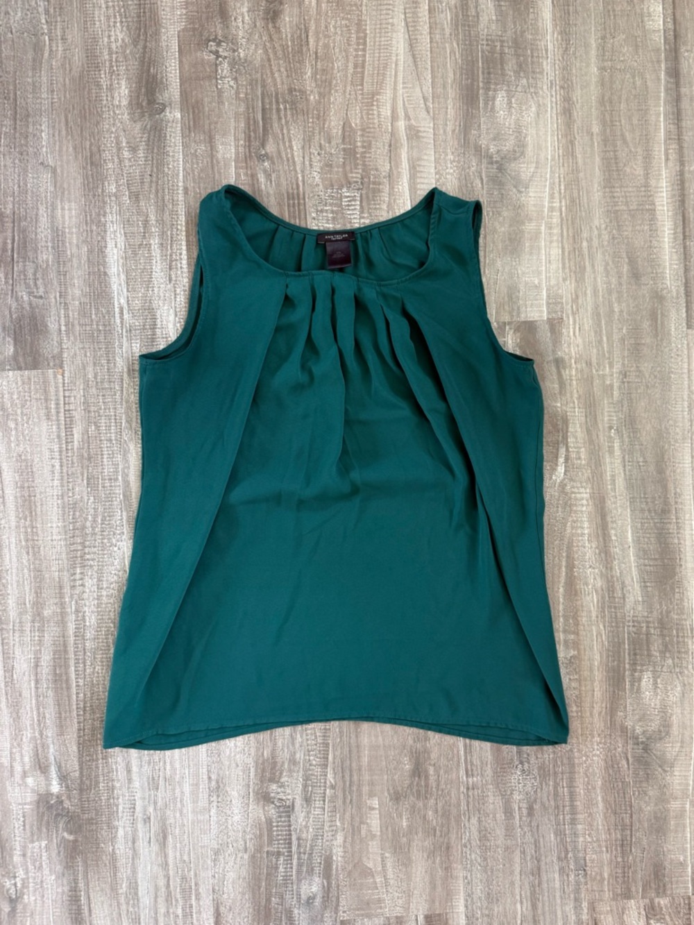 Ann Taylor Teal Sleeveless Pleated Blouse - Women